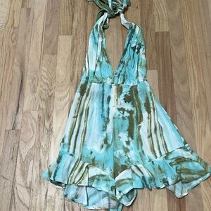 Hello Molly size small mint, green and gold tie-dye romper